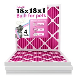 18x18x1 Air Filter by Colorfil | Color Changing Filters for Cat and Dog Odor | MERV 8 Furnace AC Filter for Pet Hair and Dust | 17.75"x17.75"x0.75" Exact Size | Pack of 4