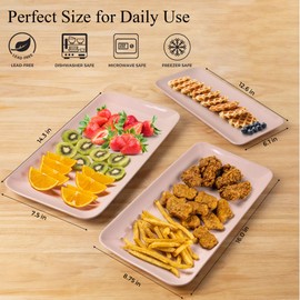 AmorArc Serving Platters Set of 3,16"/14.3"/12.6" inch Serving Tray for Dinner,Pasta,Salad,Dessert,Turkey,Fish, Fruit,Bread,Ceramic Serving Dish Microwave & Dishwasher Safe-Pink