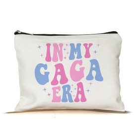 NMPCreativeStore In My Gaga Era Makeup Bag - Baby Announcement For Gaga - New Baby Gifts - Promoted To Gaga Makeup Bag - Makeup Bag Gifts For Gaga On Mothers Day- Birthday- Christmas, 7”x9.8”, White