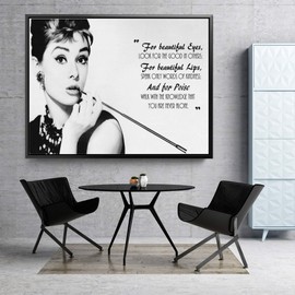 Audrey Hepburn Breakfast at Tiffany`s Quotes Canvas Print Decorative Art Modern (18in x 12in Modern Black Framed)