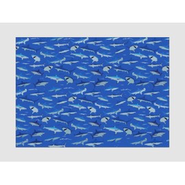 Shark Themed Wrapping Paper Gift Wrap - Sharks Swimming in Sea | For Shark Enthusiast Marine Biology | 2 Folded Sheets 2 Tags
