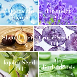 Magnesium Lotion for Sleep | Lavender Magnesium Cream for Muscle Soreness & Cramps Relief | Topical Magnesium Butter with Shea Butter and Grape Seed Oil for Body(3.71fl.oz)