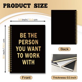 YAZMEEN Inspirational Black Gold Spiral Notebook（160 Pages） Be The Person You Want to Work With Blank Hardcover Notebook Office Encouragement Gift Funny Motivational Gift Journal for Coworker Friend
