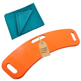 Compact Transfer Board with Slide Sheet, 27" Curved Sliding Board for Wheelchair to Bed, Chair and Car Transfers, Non-Slip Mobility Aid for Elderly & Caregivers, Orange