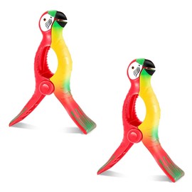 Beach Towel Clips, 2 Pcs Large Laundry Clip Clothes Pegs for Washing Line, Parrot Beach Towel Clip for Sunbeds, Sun Loungers, Pool Chairs, Laundry (Parrot 2pcs)