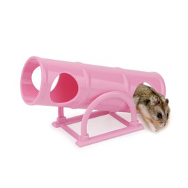 Hypeety Hamster Plastic Seesaw Tunnel Toy Hamster Mouse Hollow Tunnel Tube Toy Funny Exercise Gym Playground for Hmaster Dwarf Gerbil Small Pets (Pink)