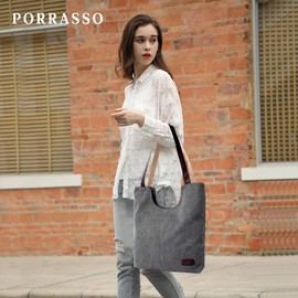 PORRASSO Women's Canvas Handbag Shoulder Bag Hobo Shopper Vintage Handbag for Shopping School Travel Work, gray, vintage