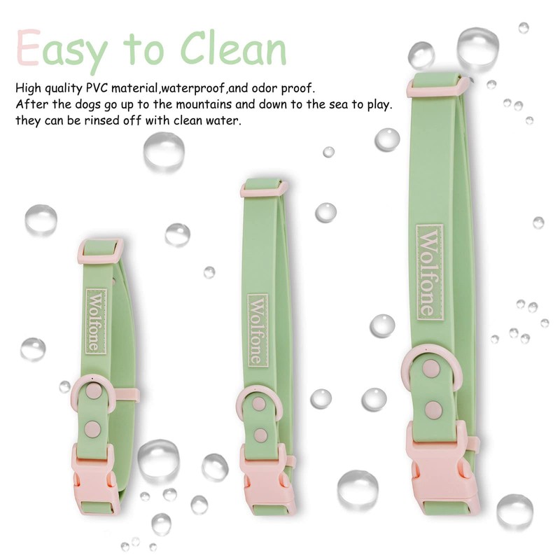 Wolfone Waterproof Dog Collar with Quick Release Buckle， Cute Adjustable