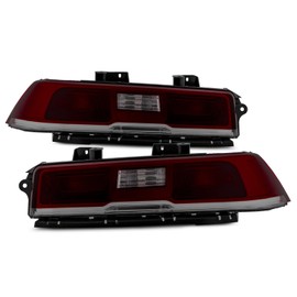 AKKON - Fits 2014-2015 Chevy Camaro [Incandescent Model] Dark Red Tail Lights Brake Lamp Pair Driver Left+Passenger Right Replacement