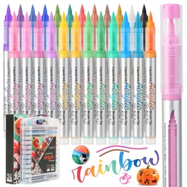 LIUILUCAI 24 Colors Paint Markers, Acrylic Paint Pen, Acrylic Paint Marker With Brush Tip, Acrylic Pen Ideal For Pumpkin Painting, Wood, Plastic, Canvas DIY Crafts,Rock, Ceramic, Glass,Art, Drawing