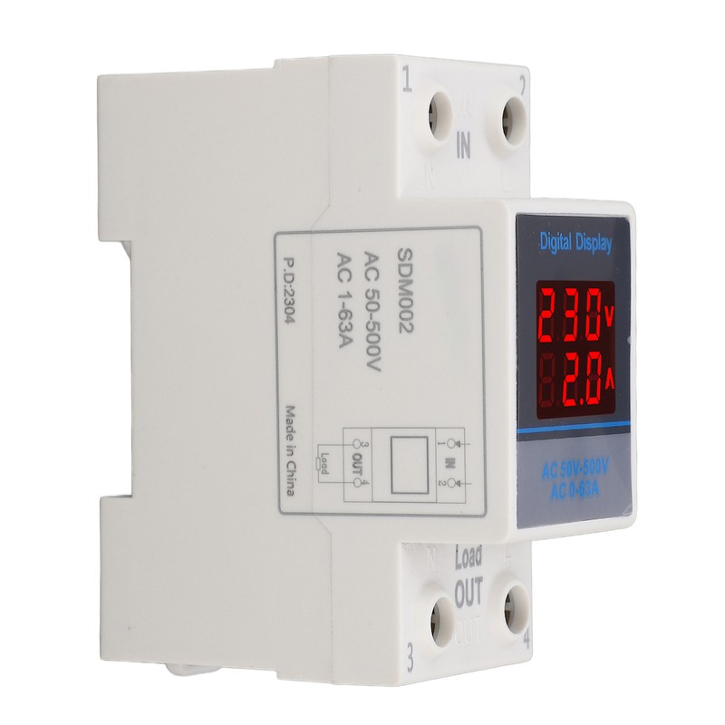 Voltage Current Meter Din Rail Double Display Display Monitor Single