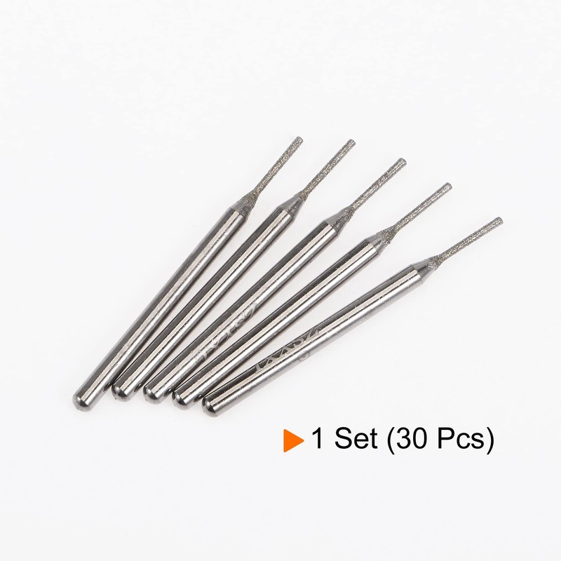 sourcing map 30pcs Diamond Grinding Burrs Carving Bits 1mm Cylindrical