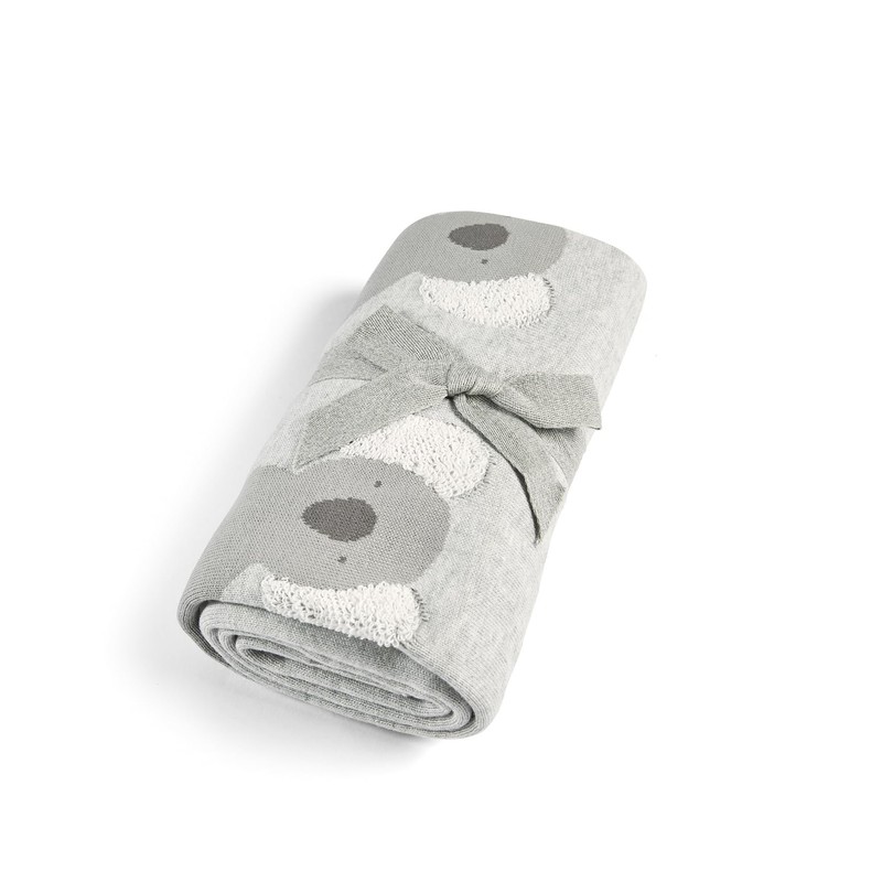 Mamas & Papas Cotton Knitted Blanket - Gray, 70 x