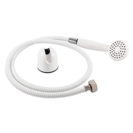 Camco 43762 RV Outdoor Shower Head Kit with Garden Hose Fitting and Suction Cup Mount - Creates a Hands-Free Shower on The Outside of Your RV