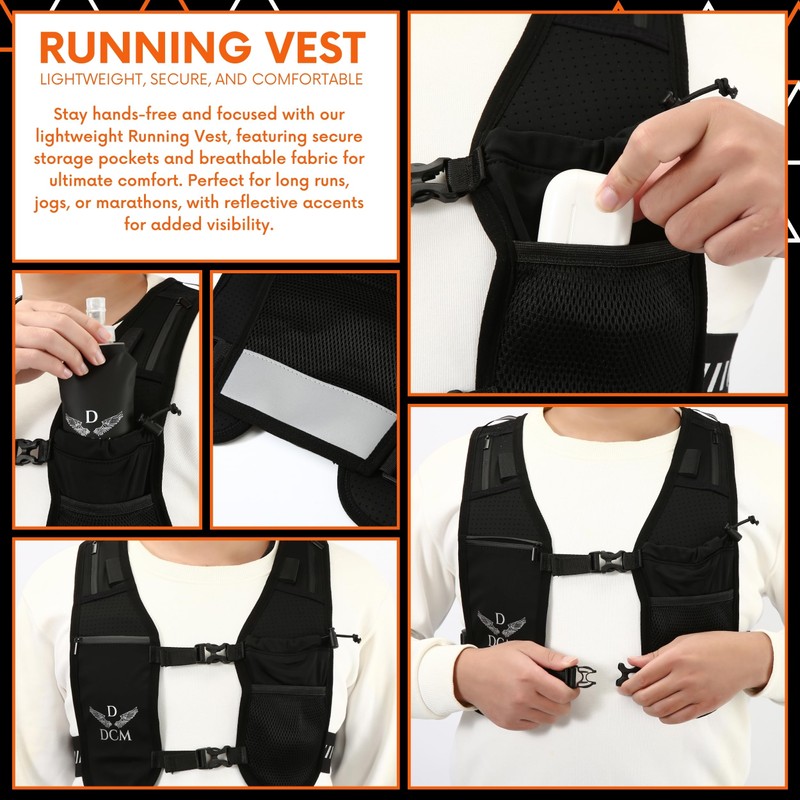 Adjustable Unisex Running Vest - Lightweight Hydration Vest with 1.5L