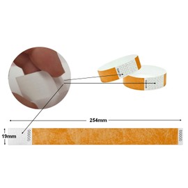 Tyvek Wristbands 3/4 inch 100 Pack, Paper Like Bracelets Used for Events, Nightclubs, waterparks etc. Neon Orange