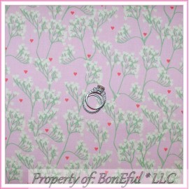Signature BonEful Fabric Cotton Quilt Pink White Flower Baby Girl Heart Small Calico Print