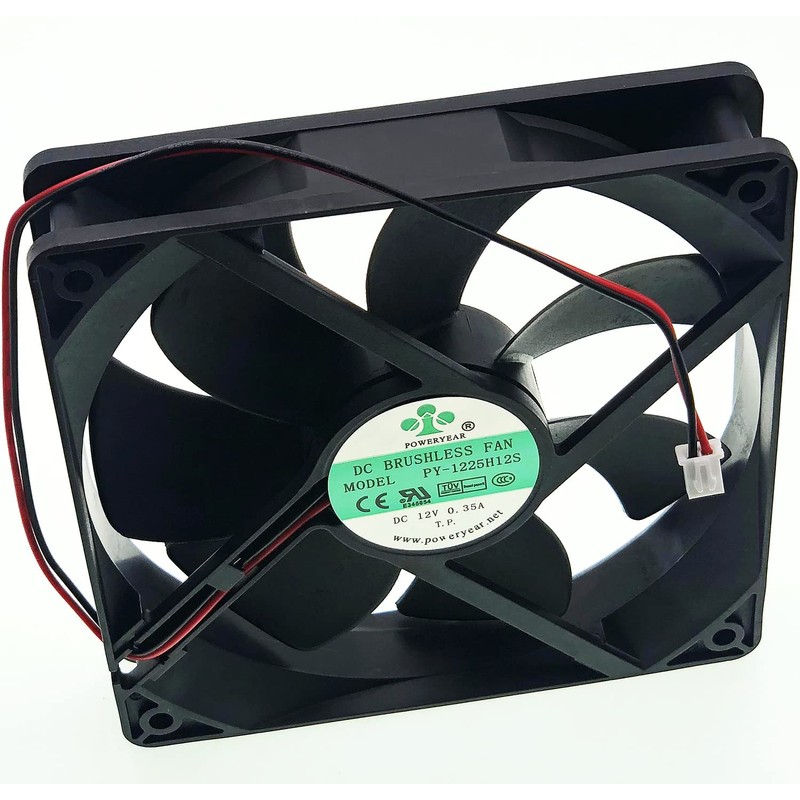 PY-1225H12S Fan 12025 DC12V 0.35A 120×120mm×25mm 2-Wire Cooling Fan