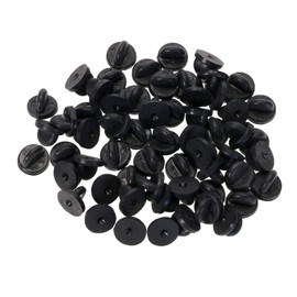 Shapenty PVC Rubber Locking Pin Backs Pin Keepers for Uniform Badge Insignia Lapel Brooch Hat Fabric Shirts Ribbon Replacement Backing, 60PCS (Black)