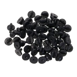 Shapenty PVC Rubber Locking Pin Backs Pin Keepers for Uniform Badge Insignia Lapel Brooch Hat Fabric Shirts Ribbon Replacement Backing, 60PCS (Black)