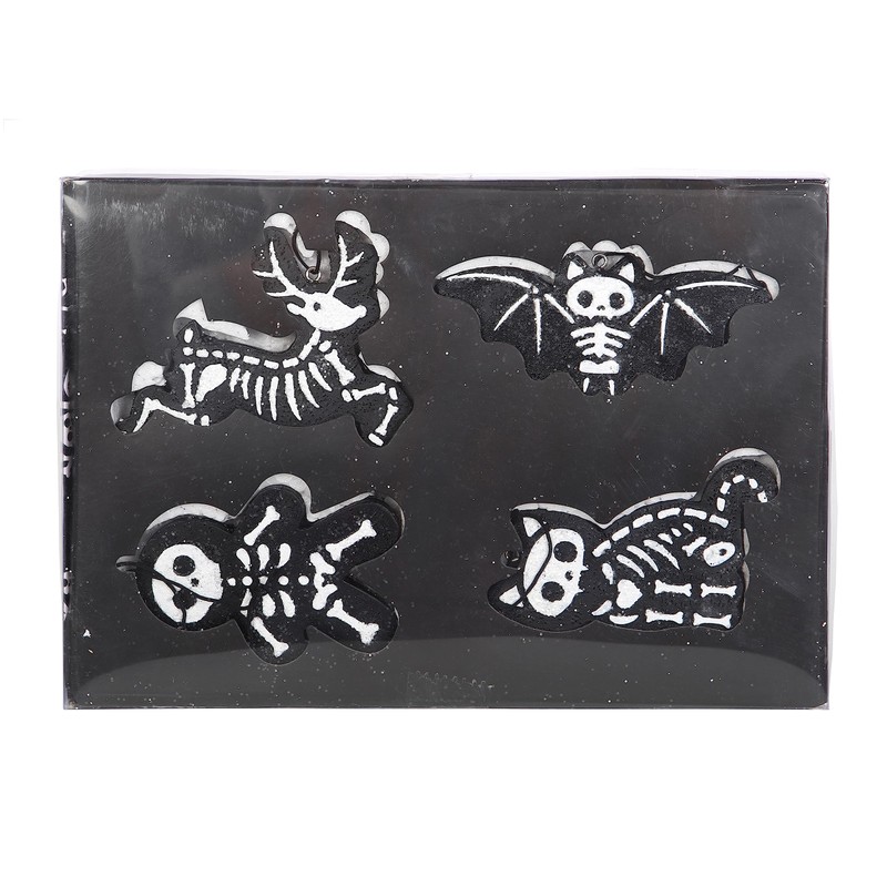 Creepy Christmas Gingerbread Cookie Ornaments - Set of 4 Dark