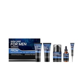 Mens Skin Care Sets & Kit, Daily Mens Facial Kits with Facial Cleanser, Face Scrub, Moisturiser, Serum and Eye Cream, 5PCS