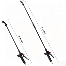 40'' Acid Resistant Sprayer Wand with 4 Types of Nozzles, Pump Replacement Sprayer Wand with 1/4" & 3/8" Brass Barbs and 2 Hose Clamps