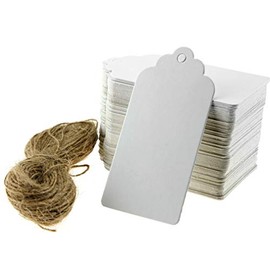 SING F LTD 100 pcs White Kraft Paper Hang Tags Birthday Party Favor Gift Label Cards DIY