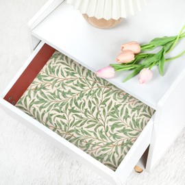 Thenshop 30 Sheets Floral Scented Drawer Liners 14 x 19.5 Inch Dresser Drawer Liner Shelf Liner Non Adhesive Paper Sheets for Kitchen Cabinet Home Shelf Closet (Green,Flax)