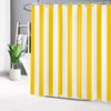 LB Yellow White Striped Shower Curtain, Simple Geometric Art, Anti-Mould,