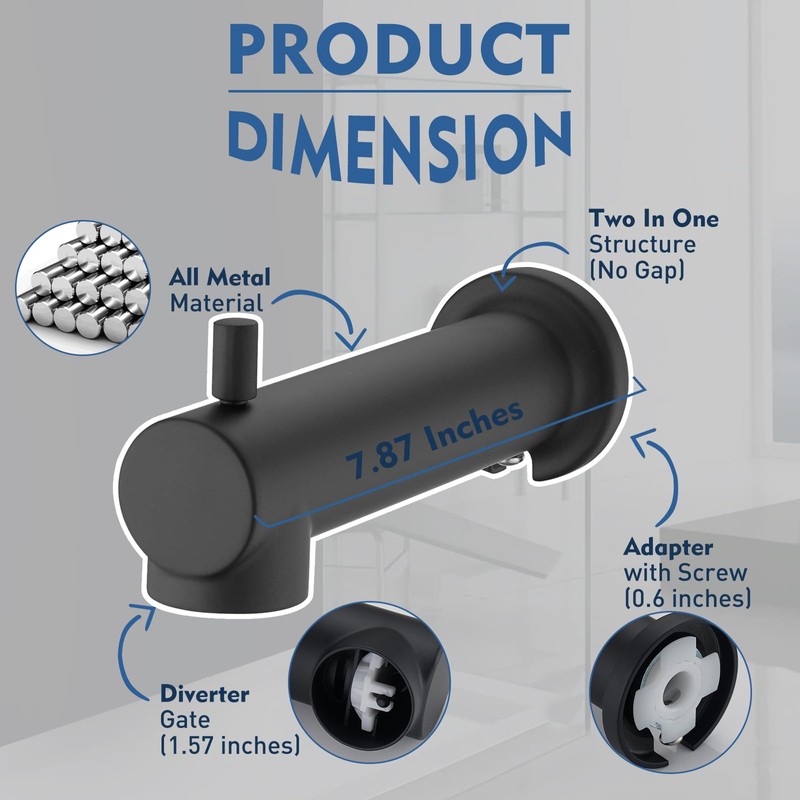 YASINU Slip on Extra Long Tub Spout with Diverter Universal