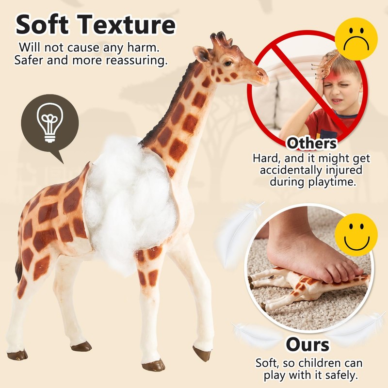 HERSITY Soft Zoo Animals 7" Large Safari Figurines Toys for