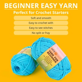 218 Yards Beginner Easy Yarn, Pink Crochet & Knitting Yarn for Beginners with Easy-to-See Stitches, Cotton-Nylon Blend Yarn for Crocheting, Worsted-Weight Medium #4 Yarn for Crochet Kit
