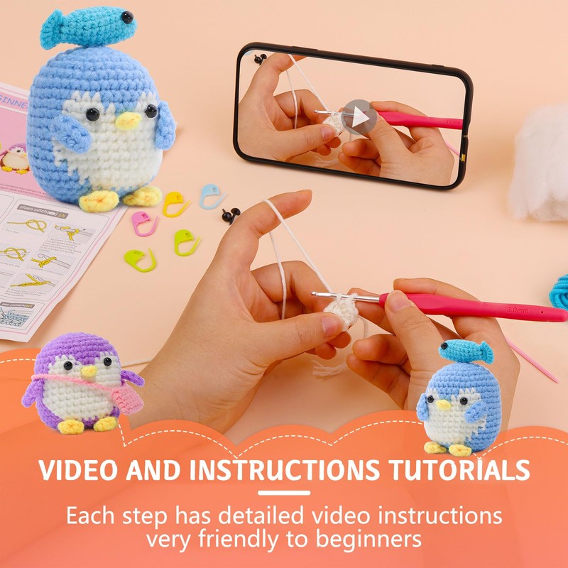 Crochet Kit for Beginners, Crochet Animal Kit with Yarn Skeins