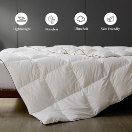 sleeprove Lightweight King Down Comforter for Hot Sleepers & Summer - Noiseless Luxury Duvet Insert with 8 Corner Loops, White 106"x90"