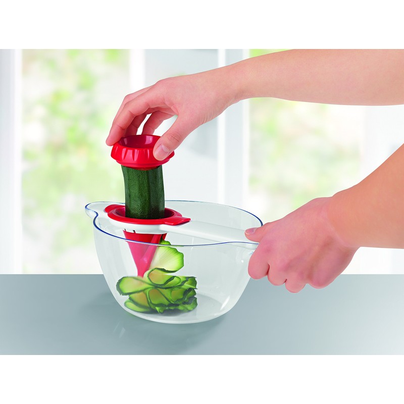GOURMETmaxx 06552 Spiralschneider mit Salatschüssel rot/weiß