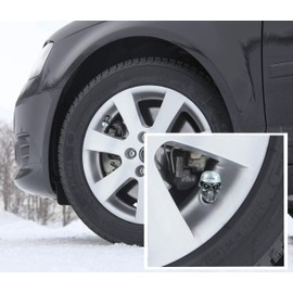 Arenbel Tire Valve Caps 4pcs Car Tire Valve Caps Skull Tire Wheel Rim Dust Cover Fit Cars Trucks Bikes Motorcycles Bicycles, Attractive Car Accessories, Silver