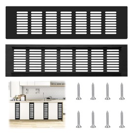 Pack of 2 Ventilation Grille - 80 x 300 mm - Black Aluminium Exhaust Grille, Rectangular Ventilation Grille, Door Ventilation Grille for Ventilation of Cabinets and Bedrooms, Indoor and Outdoor