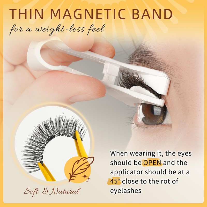 QUEWEL Magnetic Eyelashes 2 Pair Reusable Magnetic Eyelashes with Applicator