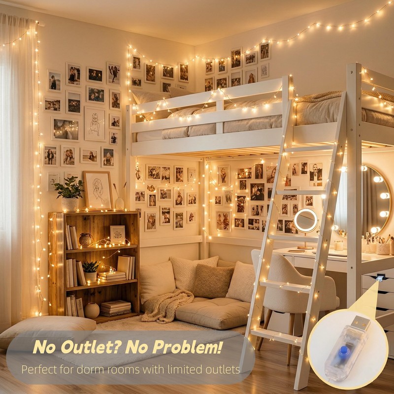 JMEXSUSS USB Fairy Lights for Bedroom,33ft 100 LED Classroom Lights