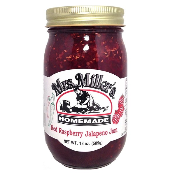 HUGE 18 Oz. Mrs. Miller's AMISH MADE Red Raspberry Jalapeño Jam