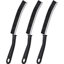 Grout Cleaning Brush Set, For Bathroom Tile Groove Gap Cleaning Brush, 15° Angle Design, Aluminium Support, Thin Cleaning Brush for Home Kitchen 3-Pack, Black
