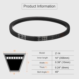 QUARKZMAN Z-14 Z Typ Keilriemen 356mm/14" Innere Länge x 0,39" Breite x 0,24" Höhe Antriebsriemen, Z-Typ Geschlossener Gummi-Übertragungsriemen