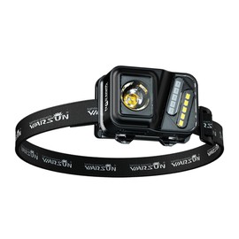 Warsun SN08 LED Headlight, 5 Light Modes, High Brightness, Flashlight, Ultra Lightweight, Equipped with Sensor, Bicycle Light, Adjustable to 157°F (45°C), Night Fishing, Climbing, Camping, Walks,