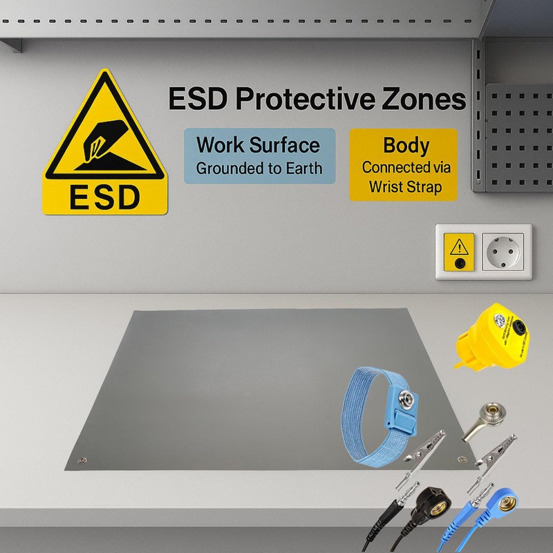 Minadax ESD Computer Table Mat 40 x 30 cm Antistatic