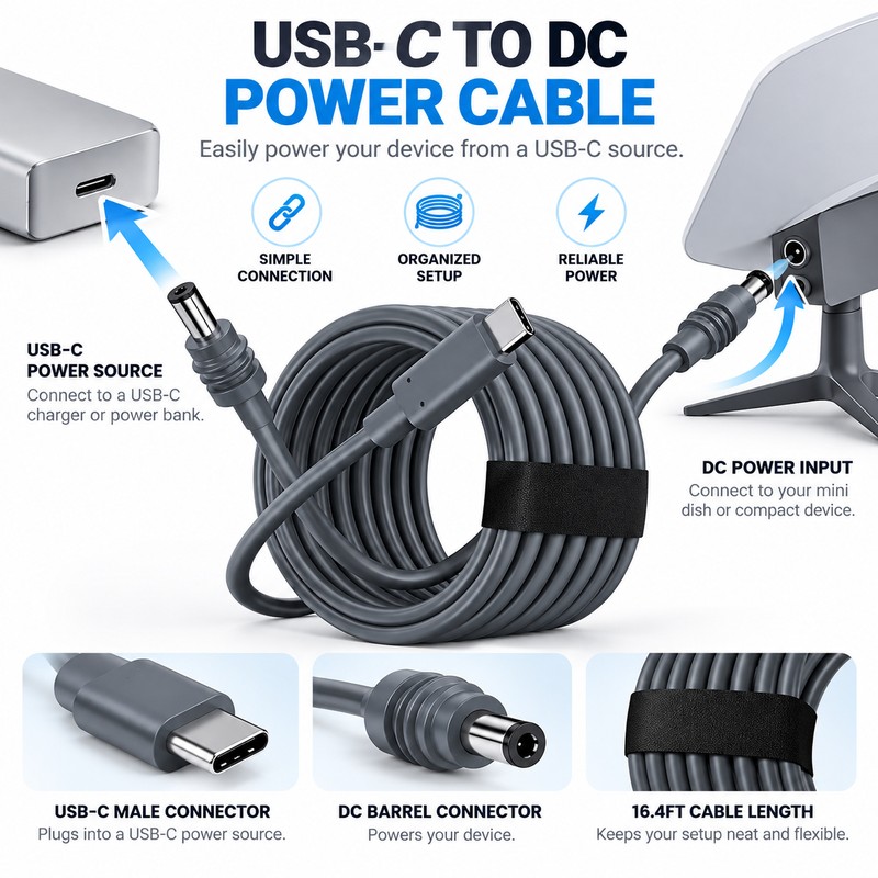 5M USB-C to DC Power Cable for Starlink Mini –