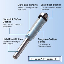 KEENTECH Bearing Flush Trim Router Bits with 1/4" Shank, 1/4" Cutting Diameter, 3/4" Cutting Depth, C4 Carbide Grade Tipped Flush Trim Bit for Woodworking Beginner and Experts, Blue (KT02010404)