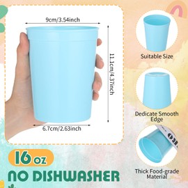 60 Pieces 16oz Reusable Plastic Kids Stadium Cups Bulk Blank Plastic Tumbler Colorful Kids Drinking Cups Large Plastic Cups for Birthday Picnics Sports Event Wedding Party Supplies (Fresh Colors)