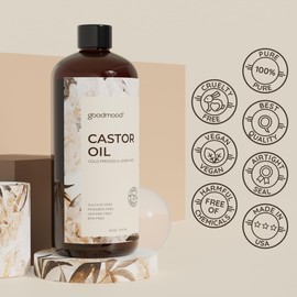 GOODMOOD GoodMood Castor Oil 16 oz, Multipurpose, 100% Pure Castor Oil Cold Pressed Castor Oil for Skin