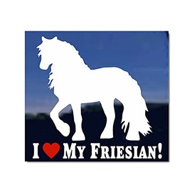 I Love My Friesian Horse Trailer Vinyl Window Decal Sticker